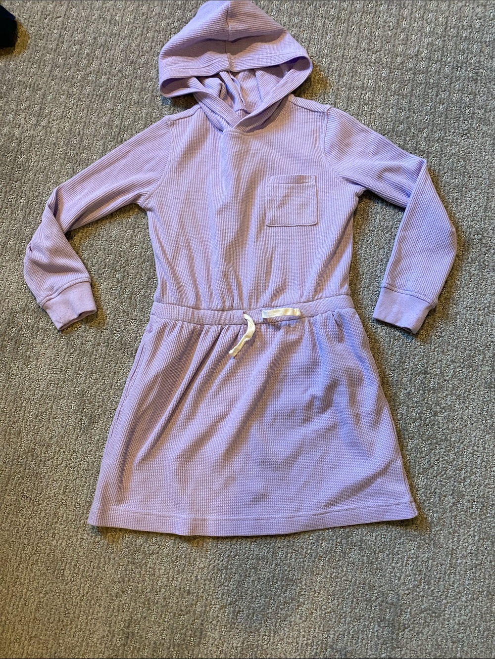 Primary Lavender Hooded Waffle-Knit Dress